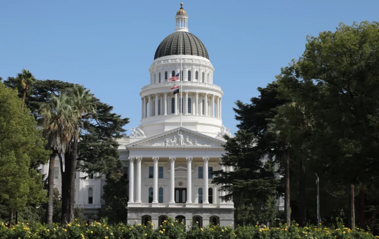 Front view of the California State Capital Building in Sacramento, California